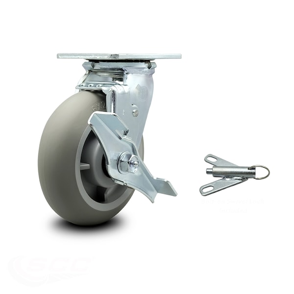6 Inch Thermoplastic Rubber Caster with Ball Bearing and Brake/Swivel Lock SCC